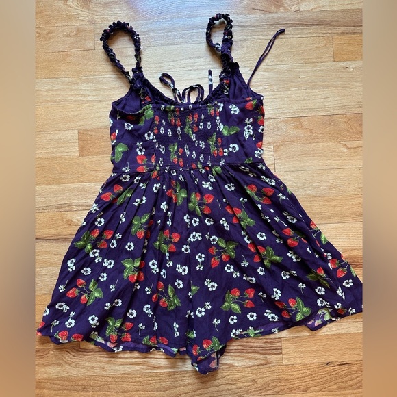 Urban Outfitters Tate Burgundy Strawberry Floral Romper - Picture 4 of 7